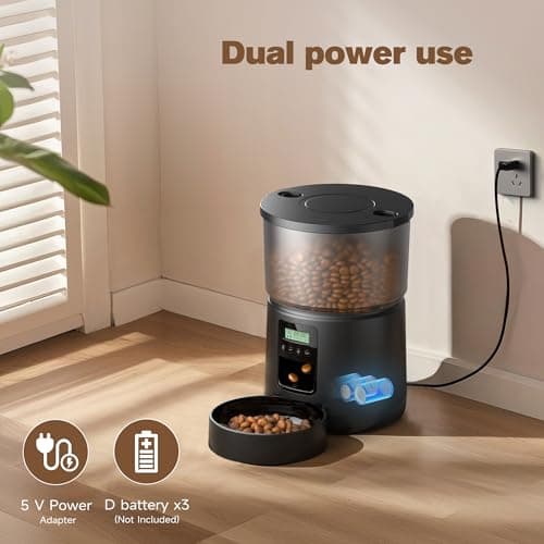 Distributeur Croquettes Chat Automatique Fontaine Eau 2,4L 3L Mangeoire Programmable Noir