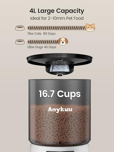 Distributeur Croquettes Chat Automatique 4L | Fonction Vocale | Minuterie Programmable