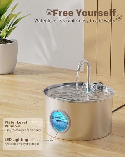 Fontaine a Eau Chat INOX: 2,2L - Distributeur automatique silencieux pour chien - Gardez l'eau propre - avec filtres inc