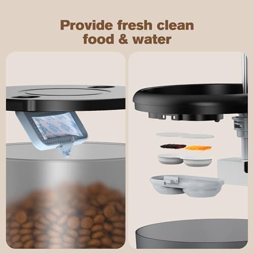Distributeur Croquettes Chat Automatique Fontaine Eau 2,4L 3L Mangeoire Programmable Noir