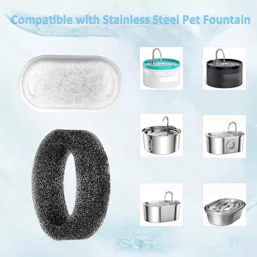 Filtre Berein pour fontaine à eau pour chat acier inoxydable, remplacement facile |2L, idéal pour chats (16 pièces)