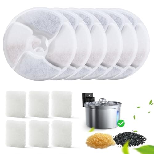 FEELNEEY - Filtres de rechange sans fil pour fontaine pour chats FN-W19, 6 Filtres + 6 Éponges de Pompe - Faciles à Remp