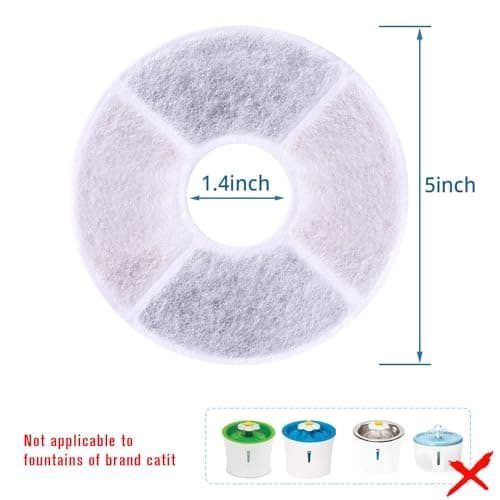 RBAYSALE Filtre Fontaine Eau Chat Charbon Actif, 10PCS Filtru d'Eau Remplacement pour Fontaine à Eau de Chien/Chat, avec