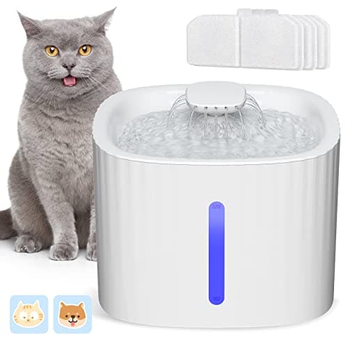 Fontaine à Eau Silencieuse SINZUX pour Chats et Chien, Filtre à Charbon Actif, 3L, Éclairage LED et Niveau d'Eau Évivabl