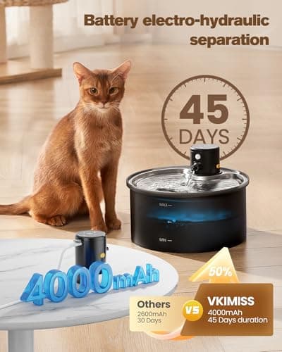 Fontaine à Eau Chat sans Fil Fontaine à Eau pour Chat avec Détection de Mouvement - 3,2L Distributeur Automatique Chien