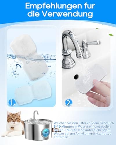 Filtres Haliya GIOTOHUN pour fontaine à chat - Lot de 8 + 8 - 2,2 l