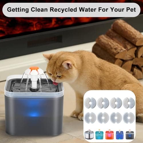 Filtres Zemiu Fontaine Eau 8 Pièces Charbon Actif, Résine Filtration Triple pour Fontaine Chat 2L |5L