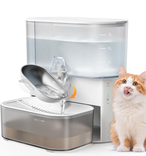 Fontaine à eau FEELNEEDY Blanc sans filtre et sans fil, 2000mAh batterie, séparation eau propre/eau usée, bol en acier i