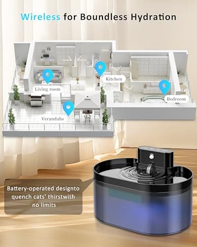 Fontaine à Eau sans Fil pour Chats - Distributeur Automatique Rechargeable d'Eau avec Détecteur de Mouvement - Fontaine