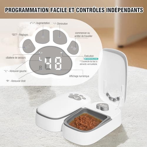 SKAILING Distributeur Automatique de Croquettes pour Chien et Chat | Avec Affichage LED et Mode Économie d'Energie | Idé