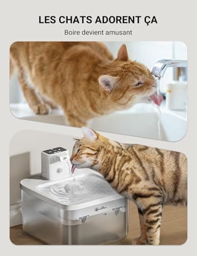 Fontaine à Eau pour Chat DownyPaws Fontaine à Eau sans Fil |5L Détecteur de Mouvement Batterie de Remplacement 4000 mAh