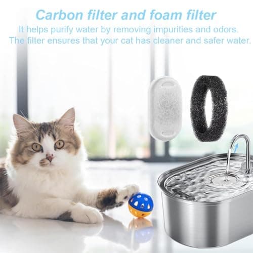 COYUN 16 Pcs Filtration Eau Fontaine Chat, Filtration Fontaine 8 Pièces Éponge Mousse 3 Couches Remplacement, Convient p