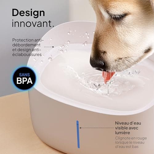 Pretty Paw Fontaine à Eau pour Chien 7L Ultra-silencieuse sans BPA Éclairage LED Filtre IntégréFacile à Nettoyer