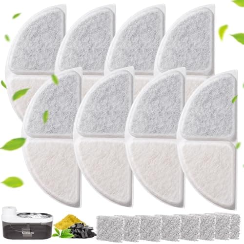 Gimars Filtres De Rechange Pour Fontaine À Eau Pour Chat Sans Fil - Lot De 8 Filtres Et 8 Éponges Compatible Avec Modèle