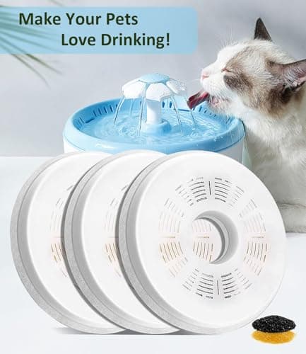 Haoruifu Pack de 10 Filtres Fontaine Eau Chat Chien, Filtre de Fontaine Triple Action, Résine et Charbon Actif pour Chat