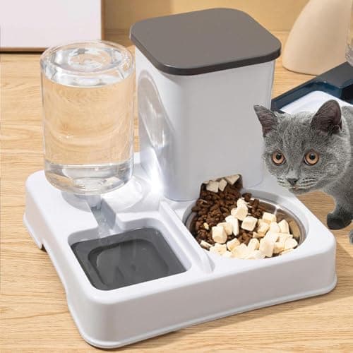 Mangeoire Automatique 2 en 1 Distributeur d'eau et de Nourriture pour Chat - 750 g - Alimentation Automatique 2 en 1 pou