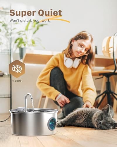 Fontaine à Eau INOX Silencieuse pour Chat - Automatique 3,2L - Gardez l'Eau Propre avec Filtrage