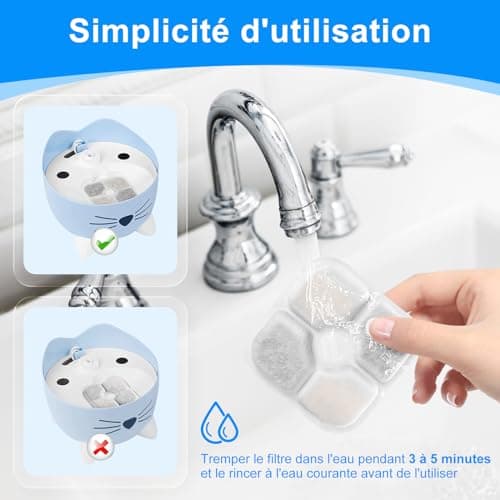 MyfatBoss 8 pièces 43721 Filtre Fontaine Eau Chat Triple Système, pour Chat, avec Résine Et Charbon Actif