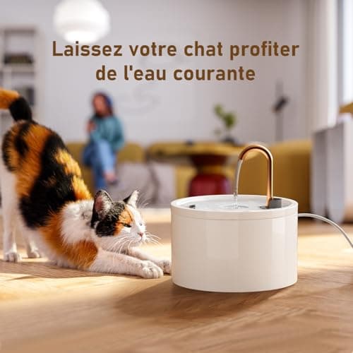 Fontaine à Eau Silencieuse et Hygiénique pour Chats et Chiens – 2,1L – Facile à Nettoyer – Couleur Blanche - Global Recy