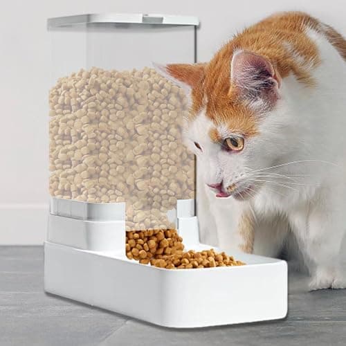 Distributeur Croquettes Chat Automatique, Mangeoire Automatique par Gravité pour Chien et Chat, 3,8 L