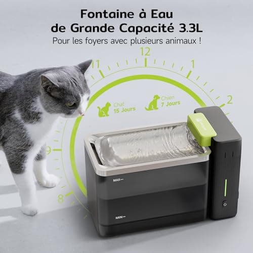 Amicura A3 Lite Fontaine a Eau Chat Technologie d'ultrafiltration, Grand réservoir de |3L, Silencieuse ≤ 25 DB
