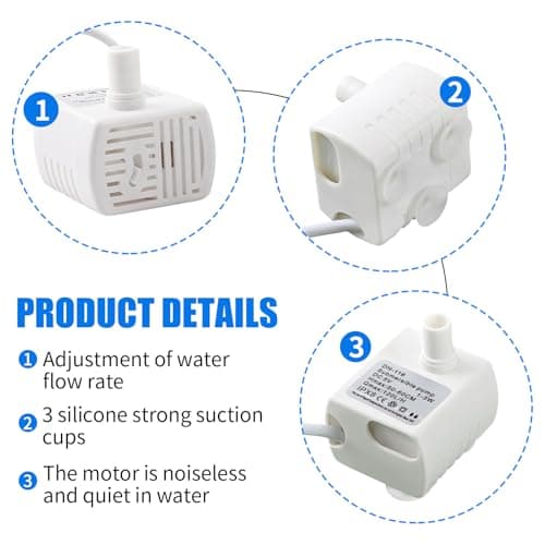 Pompe de fontaine à chat chien ultra-silencieuse 120L/H amovible pour aquarium 3W