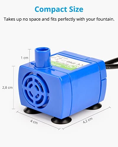 NICREW Pompe de Fontaine à Chat & Chien en Acrylique, Pompe à Eau Submersible Silencieuse 5000L/H pour Animaux de Compag