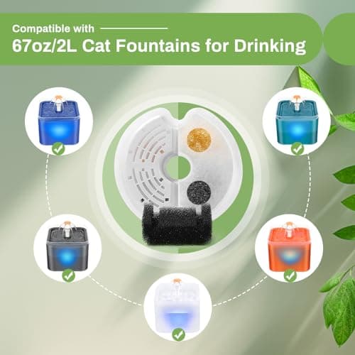 Filtres Fontaine Eau Chat 12 pièces Charbon Actif Mousse 2L Éclairage LED