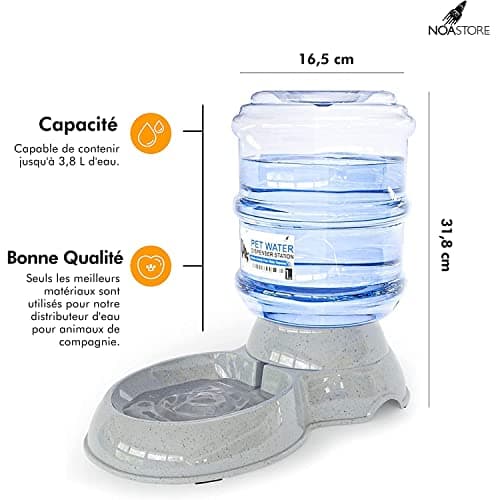 NOA Distributeur d'eau Automatique pour Chat et Chien | 3,8 l - Station d'eau Automatique - Gamelle d'eau pour Animal Do