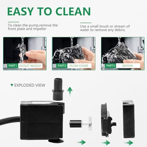 Mini pompe submersible silencieuse 180 L/H pour aquariums - pompe à eau 3W compacte - pompe de fontaine extrêmement disc