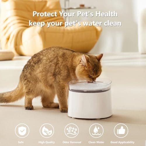 Mooshy PLWF005 PLWF115 PLWF105 Fontaine d'eau pour chat 2,5 litres 6 filtres 6 éponges Filtrage efficace et facile à net