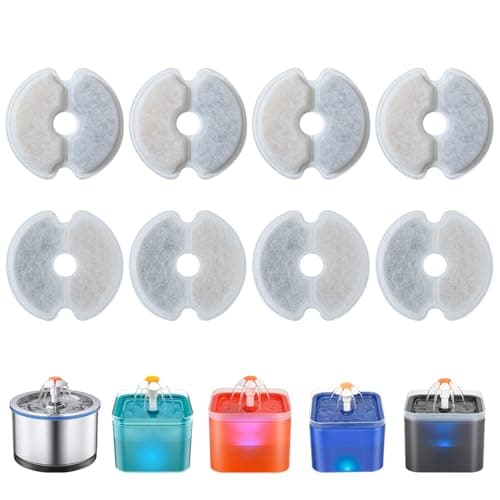 Filtres Zemiu Fontaine Eau 8 Pièces Charbon Actif, Résine Filtration Triple pour Fontaine Chat 2L |5L