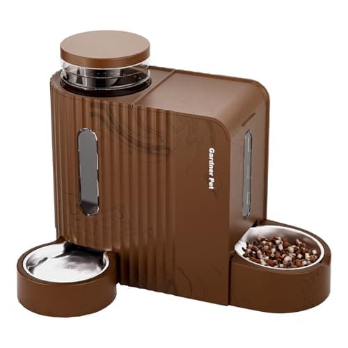 Gardner Pet Mangeoire Automatique sans Électricité pour Chat et Chien (3L) avec Bol en Acier Inoxydable(Global Recycled — Bois foncé
