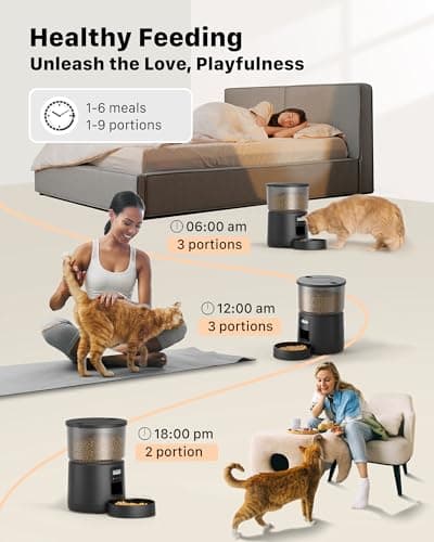 Distributeur de croquettes de chat automatique avec minuterie programmable - 1-6 repas par jour - avec fonction d'enregi