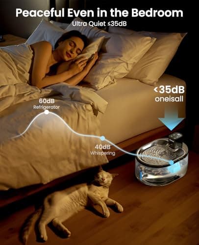 Oneisall Pompe pour fontaine à chat en acier inoxydable pour chat envoie d'eau rapide et facile régulateur de niveau inc