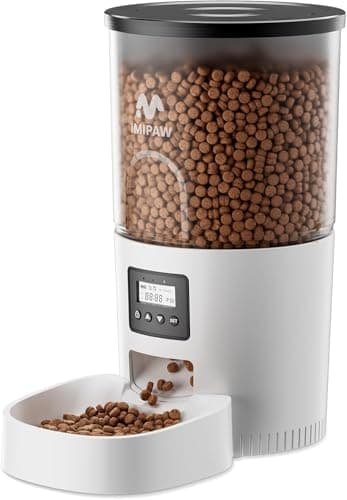 Distributeur Croquettes Chat Automatique IMIPAW 3L Programmable 1-6 Repas Jour — Blanc