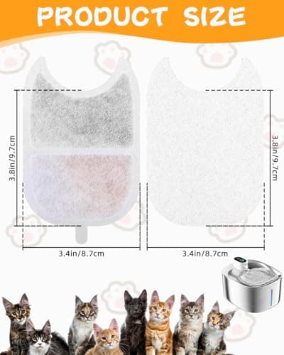 Filtre Fontaine Eau Chat 12 Pièces Charbon Actif Résine, pour Chats 4L Sans Filémoniteur