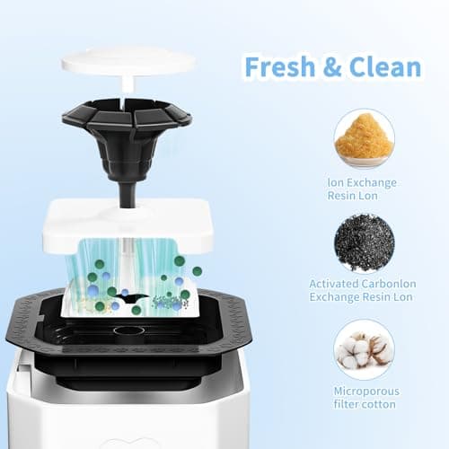 Fontaine pour Chats 2,5 L, Ultra Silencieuse, 3 Modes de Débit d'Eau avec Pompes à Eau et 3 Filtres à Charbon