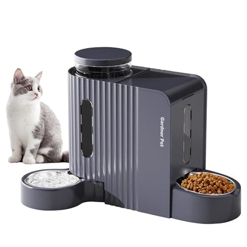 Gardner Pet Mangeoire Automatique sans Électricité pour Chat et Chien (3L) avec Bol en Acier Inoxydable(Global Recycled — Gris