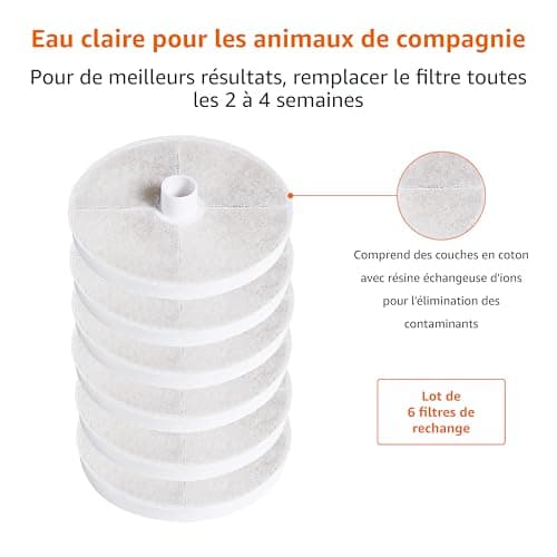 Amazon Basics Filtres pour fontaine à eau pour chat, Haute qualité et efficace, Idéal pour chats, Cuisine américaine, Él