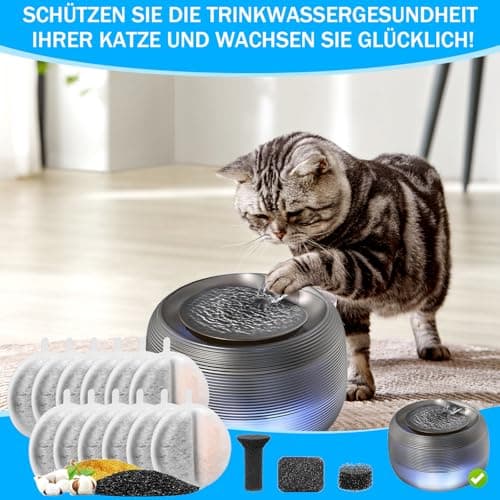 Filtres ATSGJLZN pour fontaine à eau de 2,5 L + Tri-filtration + Charbon actif + Éponge + Multifonctionnels + Eau fraich