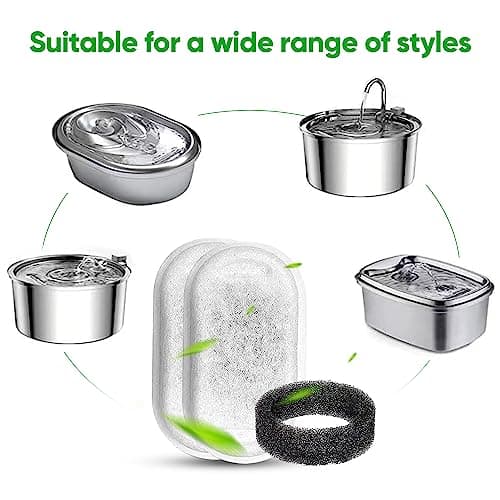 Filtres à Charbon Fontaine Chat 20 Packs + Éponge en Mousse 10 Pièces - Filtres en Mousse Remplaçables pour Fontaine à E