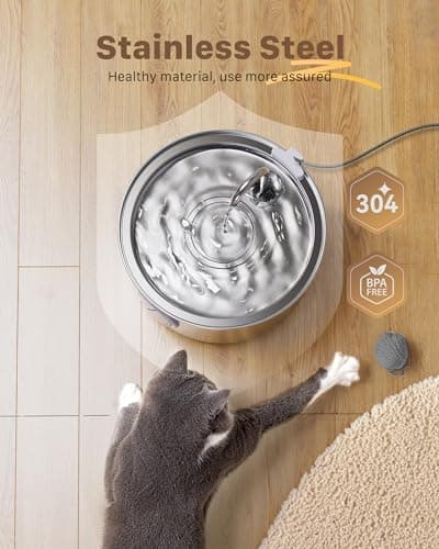 Fontaine à Eau INOX Silencieuse pour Chat - Automatique 3,2L - Gardez l'Eau Propre avec Filtrage