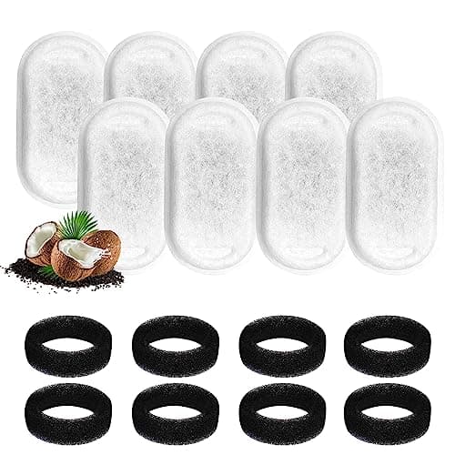 Filtre à charbon MXTIMWAN PLWF003 pour fontaine à eau de chat, avec étage de filtration charcoal 8 pièces et éponge en m
