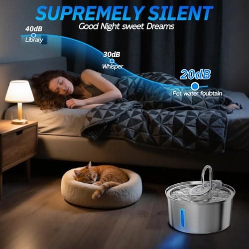 Fontaine à Eau pour Chat Acier Inoxydable Automatique Silencieuse |2L