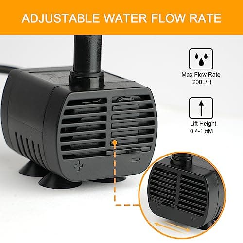 Pompe Eau Flintronic Aquarium Ajustable 200L/H 3W Ultra-Silencieux Pompe Catit Étang Fish Tank Fontaine Réservoir Poisso