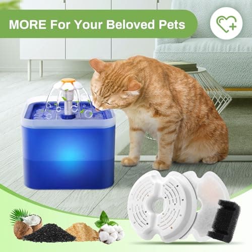 Filtres Fontaine Eau Chat 12 pièces Charbon Actif Mousse 2L Éclairage LED