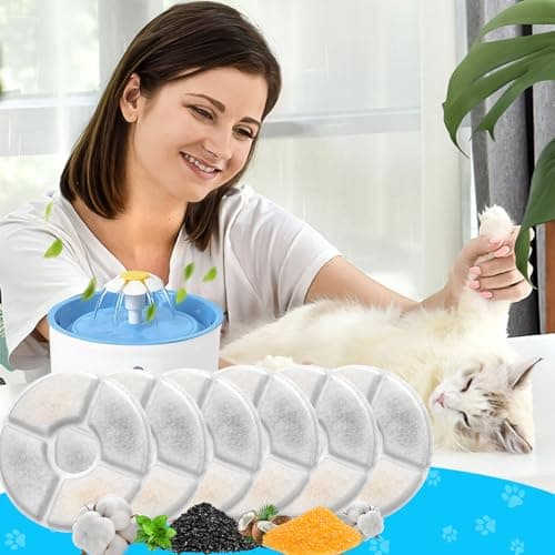 Filtre Fontaine Eau Chat 12 Pièces 2L & |5L, Triple Filtration Charbon Actif & Résine