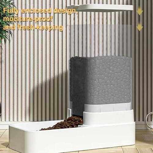 Distributeur Croquettes Chat Automatique, Mangeoire Automatique par Gravité pour Chien et Chat, 3,8 L