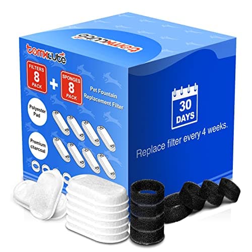 Filtres pour Fontaine à Eau pour Chat - Filtre de Remplacement Charbon Épongues Mousse 8 Pièces | Idéal pour Chat | Remp
